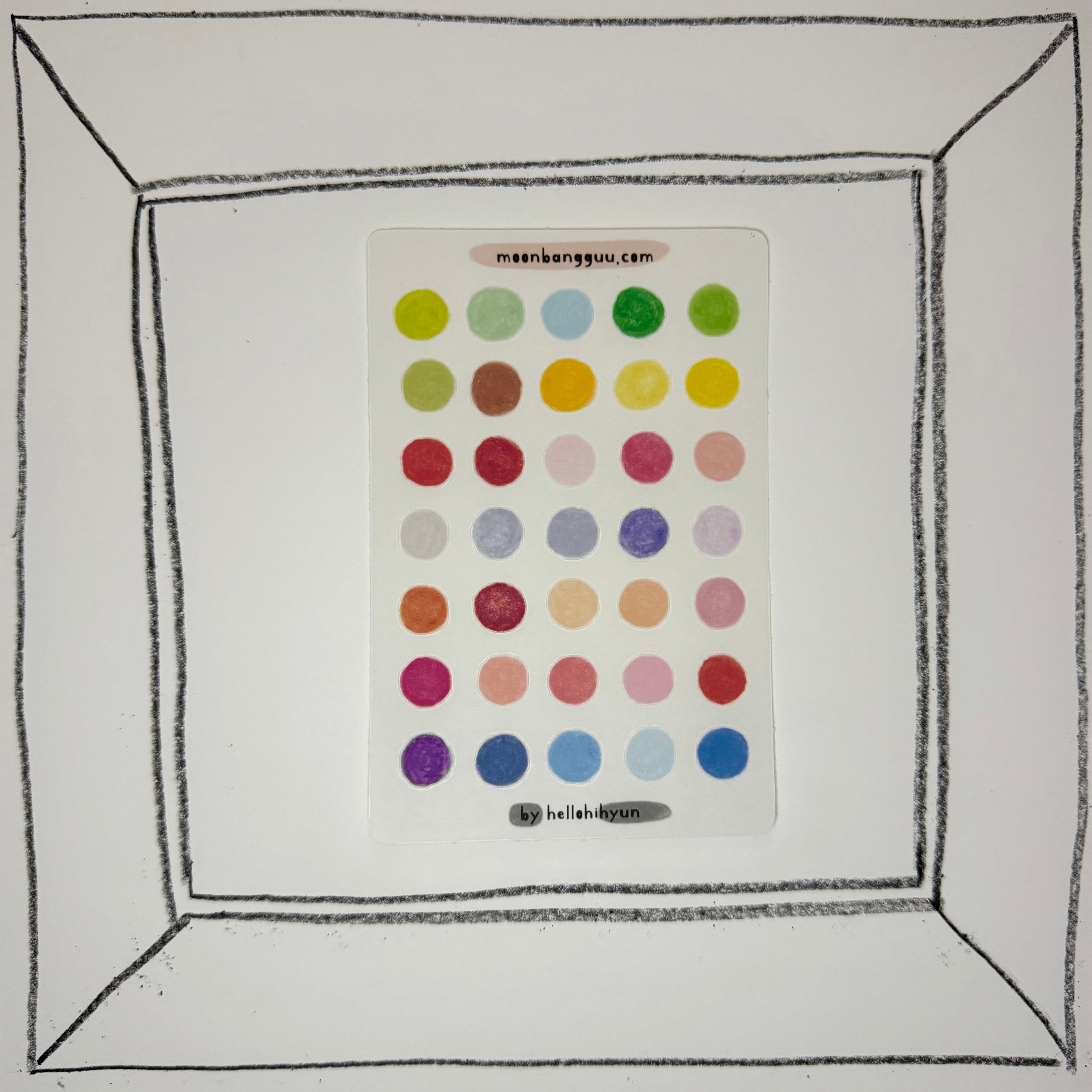 Hand Drawn Large Dot Sticker for Planner, Multicolor, Semi Clear