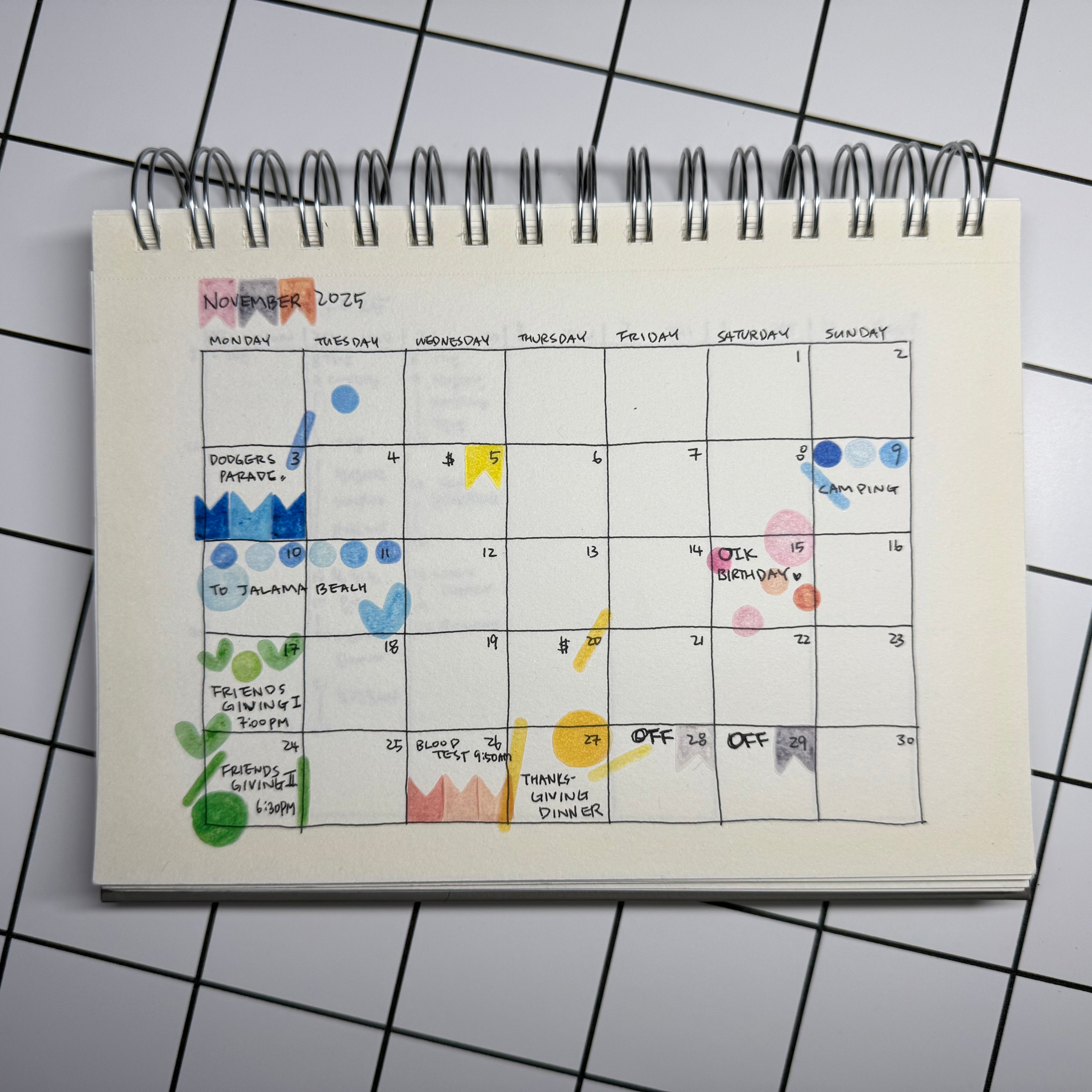 Hand Drawn Large Dot Sticker for Planner, Multicolor, Semi Clear